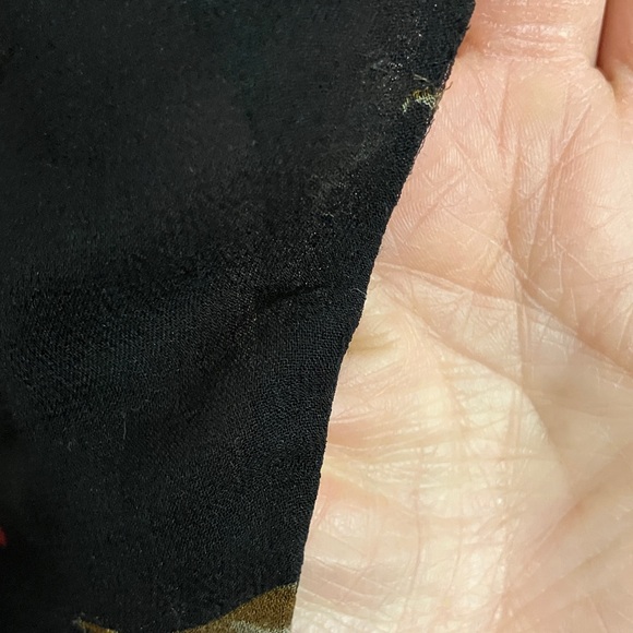 Black Floral Draped Top with Pink & Orange Roses 100% silk 1 shoulder sleeveless - Picture 7 of 7